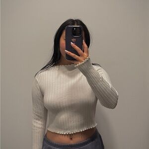 Princess Polly white long sleeve with ruffles